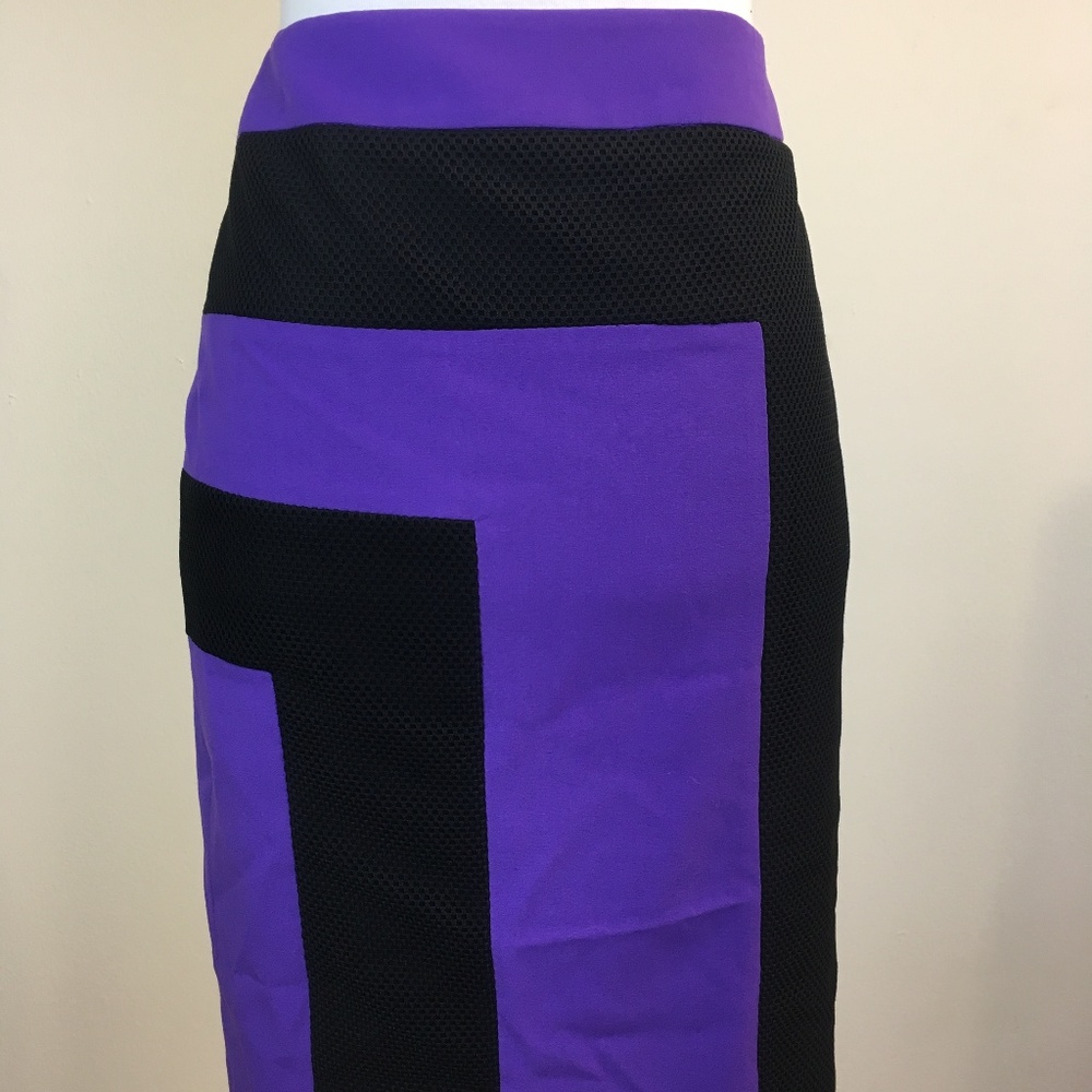Nine West Purple Black Color Block Skirt Size 2
